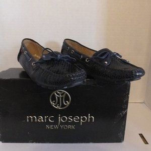 Marc Joseph New York Womens cypress hill Leather driving moc, Navy Snake, 5